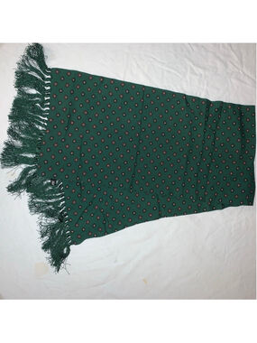 Women's Hortex Green Maroon Patterned Tassel Scarf One Size